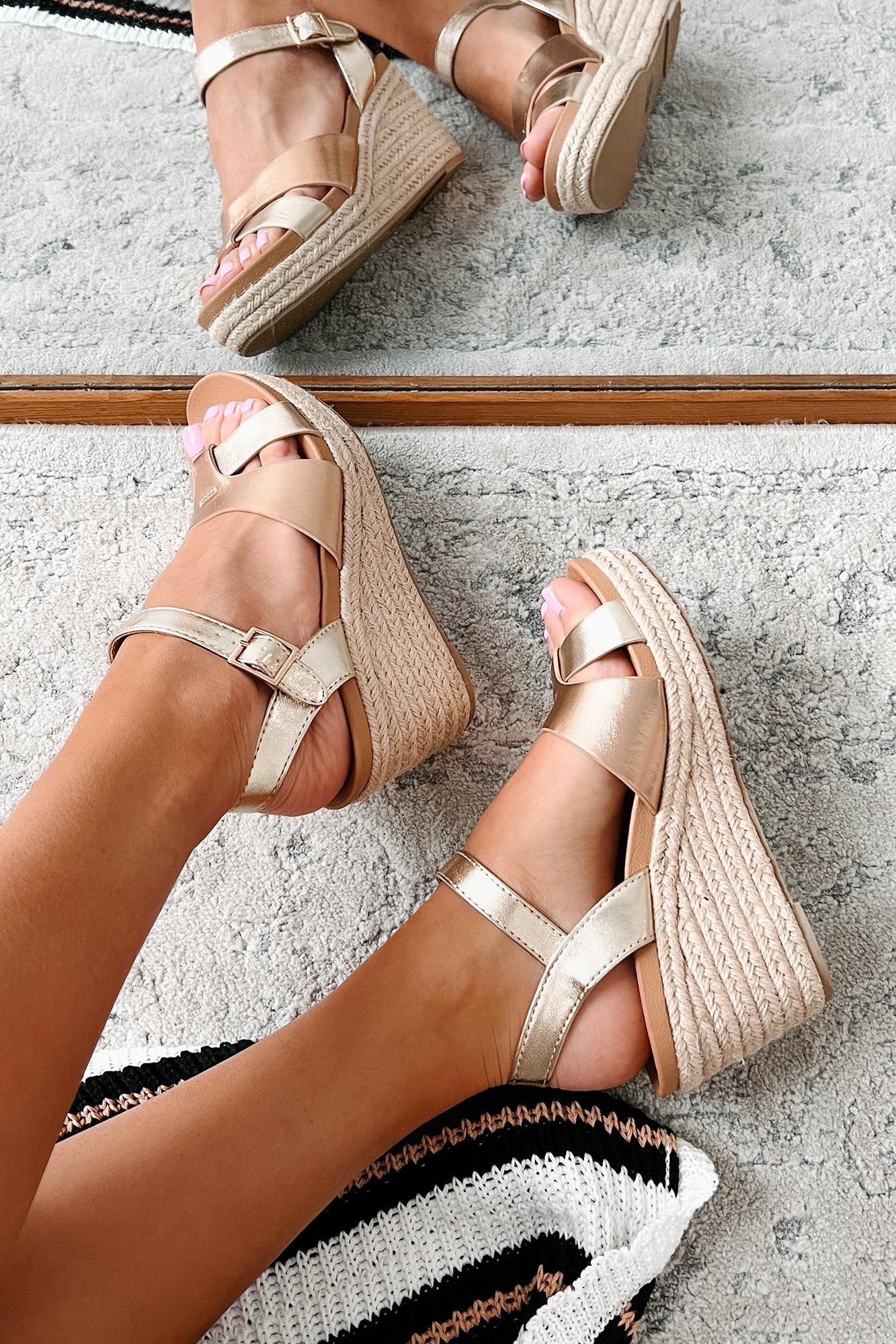 Havana Living Metallic Wedge Sandals (Gold/Penny) - NanaMacs