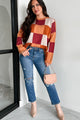 Under The Falling Leaves Colorblock Sweater (Brick Multi) - NanaMacs