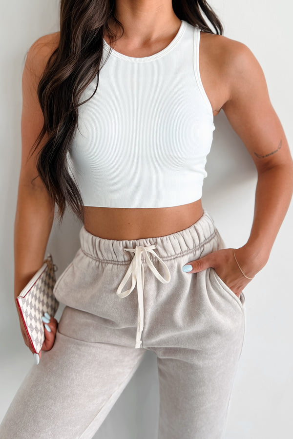 Aftershock Ribbed Brami Crop Top (White) - NanaMacs