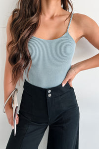 Changing My Perspective Ribbed Cami Bodysuit (Denim) - NanaMacs