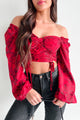 Romantic Plans Peasant Sleeve Floral Top (Red) - NanaMacs