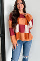 Under The Falling Leaves Colorblock Sweater (Brick Multi) - NanaMacs