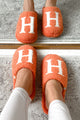 My Bedtime Glam Fuzzy "H" Slippers (Orange) - NanaMacs