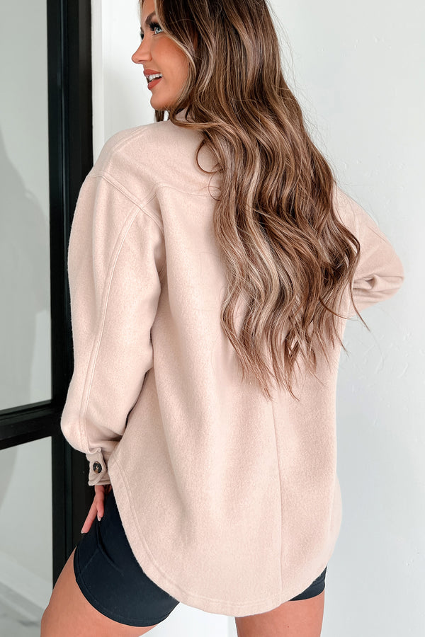 Asking For A Friend Fleece Shacket (Taupe) - NanaMacs