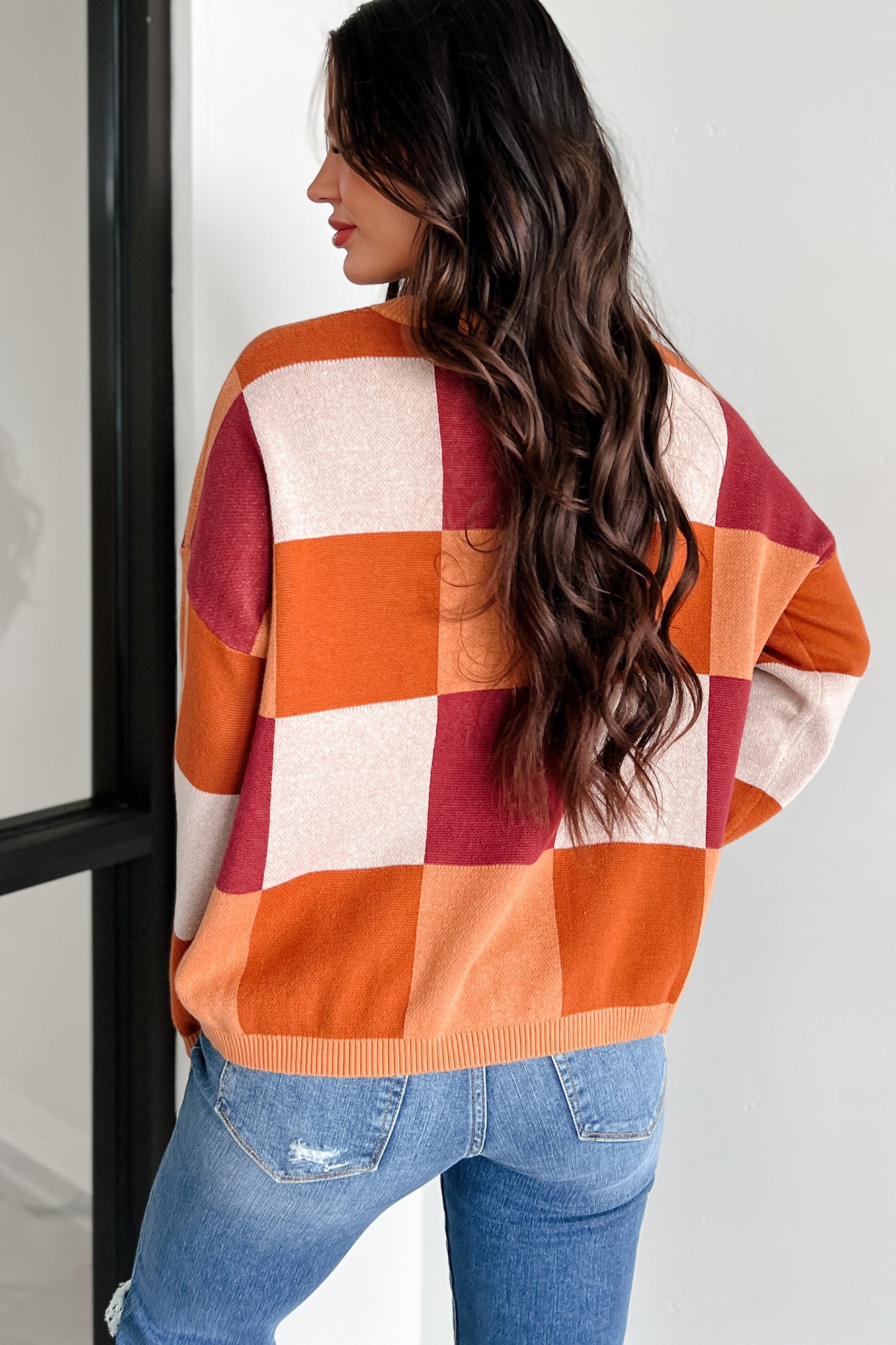 Under The Falling Leaves Colorblock Sweater (Brick Multi) - NanaMacs