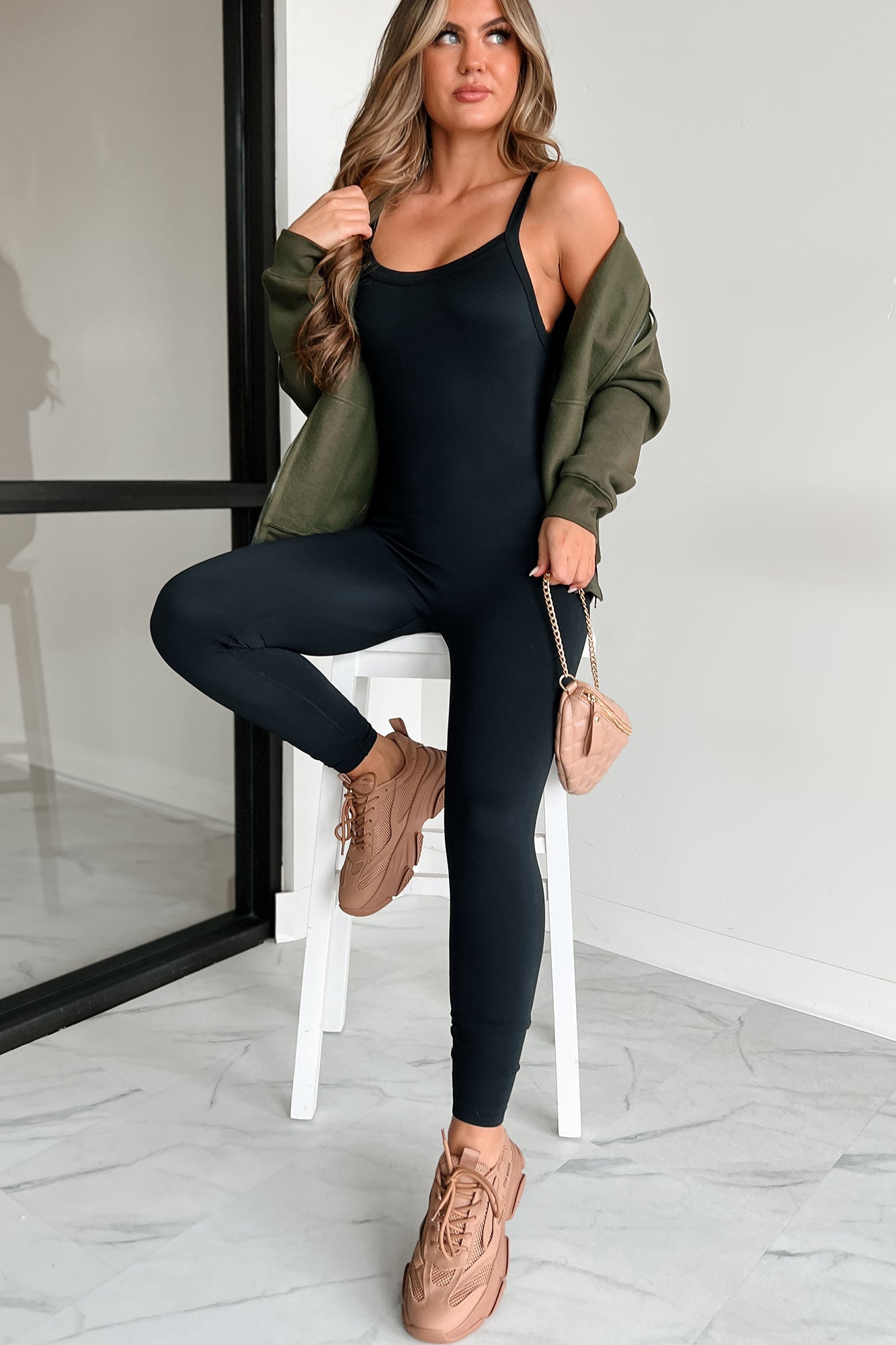 Moving To The Beat Seamless Micro-Ribbed Jumpsuit (Black) - NanaMacs