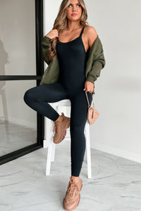 Moving To The Beat Seamless Micro-Ribbed Jumpsuit (Black) - NanaMacs