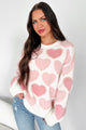 Steadfast Love Oversized Pearl Heart Sweater (Light Pink) - NanaMacs