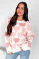 Steadfast Love Oversized Pearl Heart Sweater (Light Pink) - NanaMacs