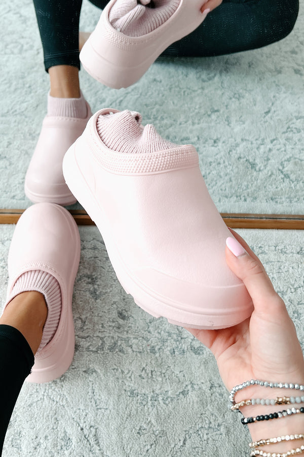 My Version Of Paradise Ankle Knit Rubber Clogs (Pink) - NanaMacs