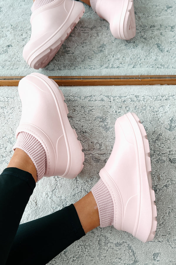 My Version Of Paradise Ankle Knit Rubber Clogs (Pink) - NanaMacs