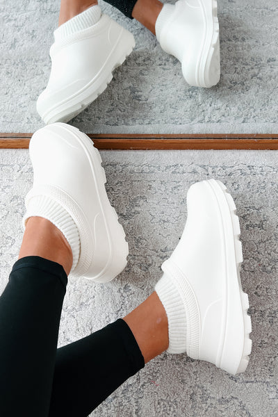 My Version Of Paradise Ankle Knit Rubber Clogs (Off White) - NanaMacs