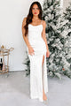 Getting Glam Corset Maxi Dress (Off White)