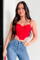 Fixed On You Rhinestone Pearl Fringe Top (Red) - NanaMacs