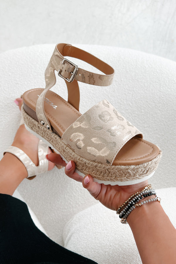 The Hottest Topic Open Toe Espadrille Platform Sandals (Metallic Leopard) - NanaMacs