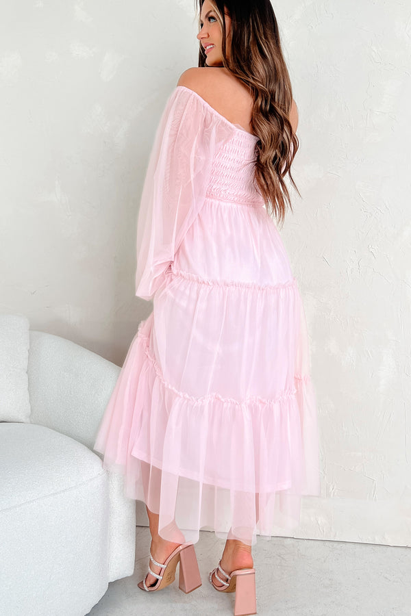 Little Ballerina Tiered Mesh Maxi Dress (Light Rose) - NanaMacs