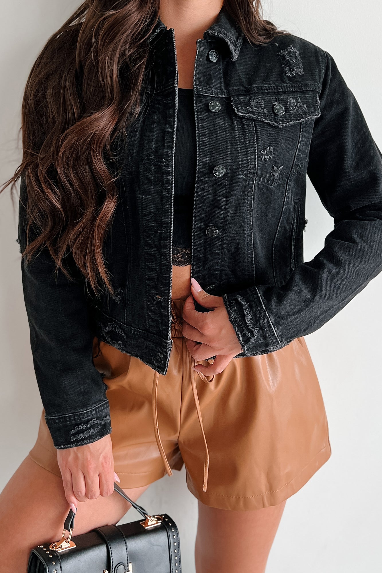 If We Meet Again Distressed Denim Jacket (Black) - NanaMacs