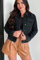 If We Meet Again Distressed Denim Jacket (Black) - NanaMacs