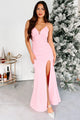 Hollywood Smiles Glittered Lace-Up Maxi Dress (Pink/Pink) - NanaMacs