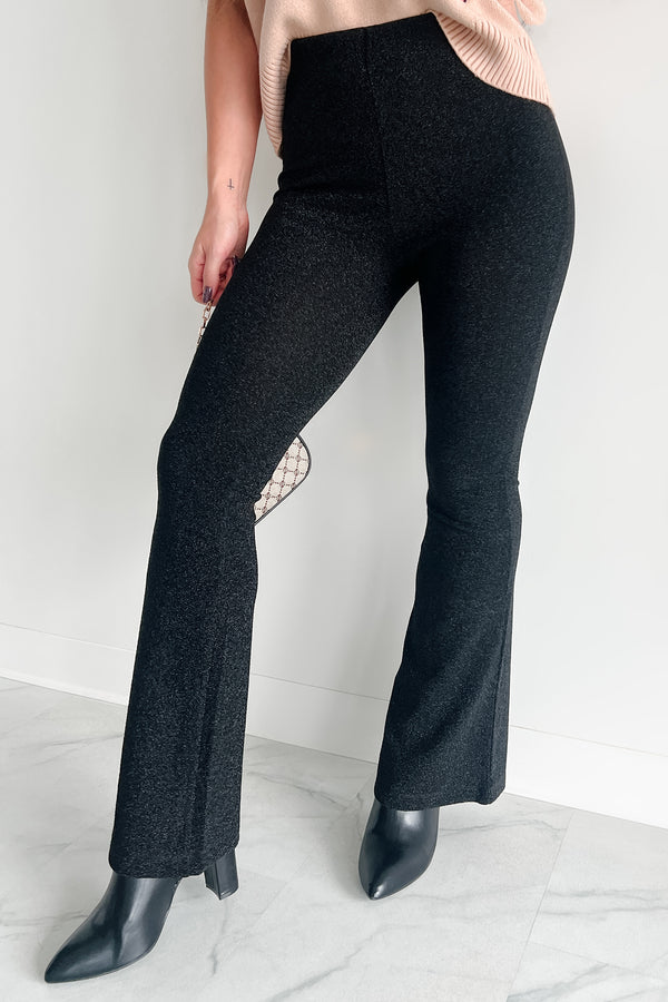 Anastasia Metallic Flare Pants (Black) - NanaMacs