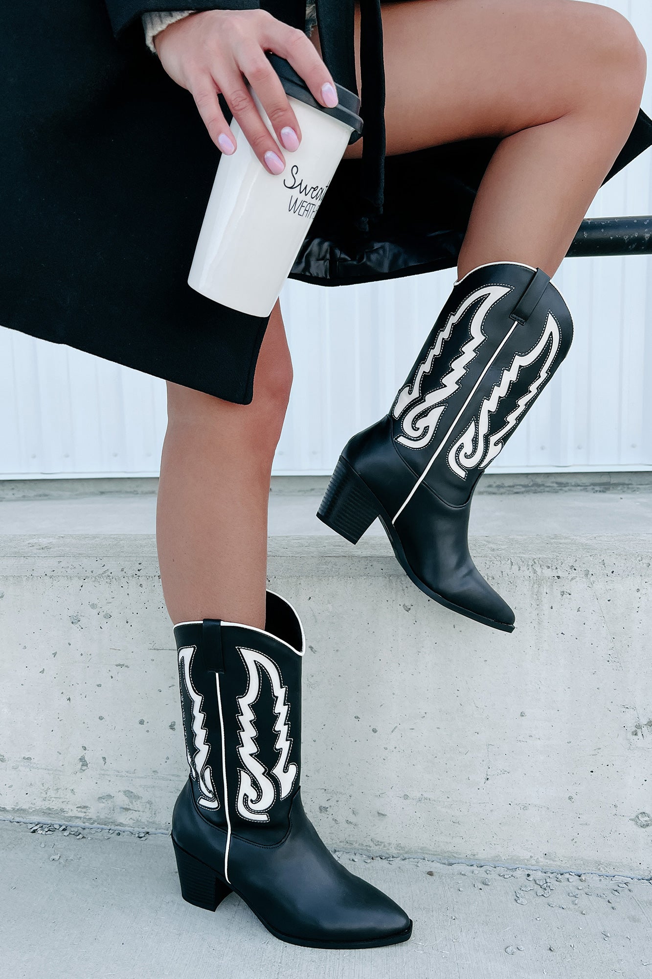 Black and 2025 white cowgirl boots