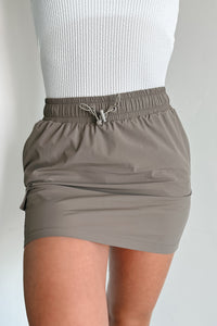 Achieving Success Mono B Nylon Utility Skort (Olive Grey) - NanaMacs