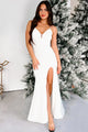 Hollywood Smiles Glittered Lace-Up Maxi Dress (Off White/Silver) - NanaMacs