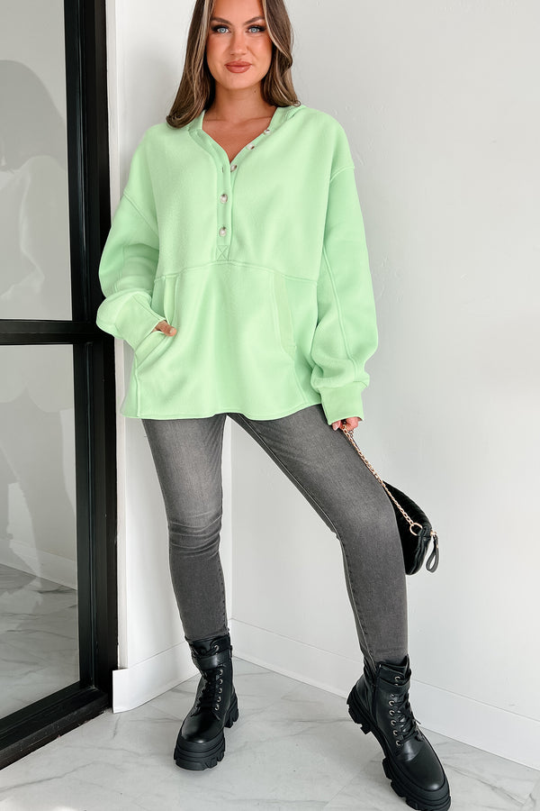 Reserved For Snuggles Oversized Fleece Hoodie (Ultra Mint) - NanaMacs