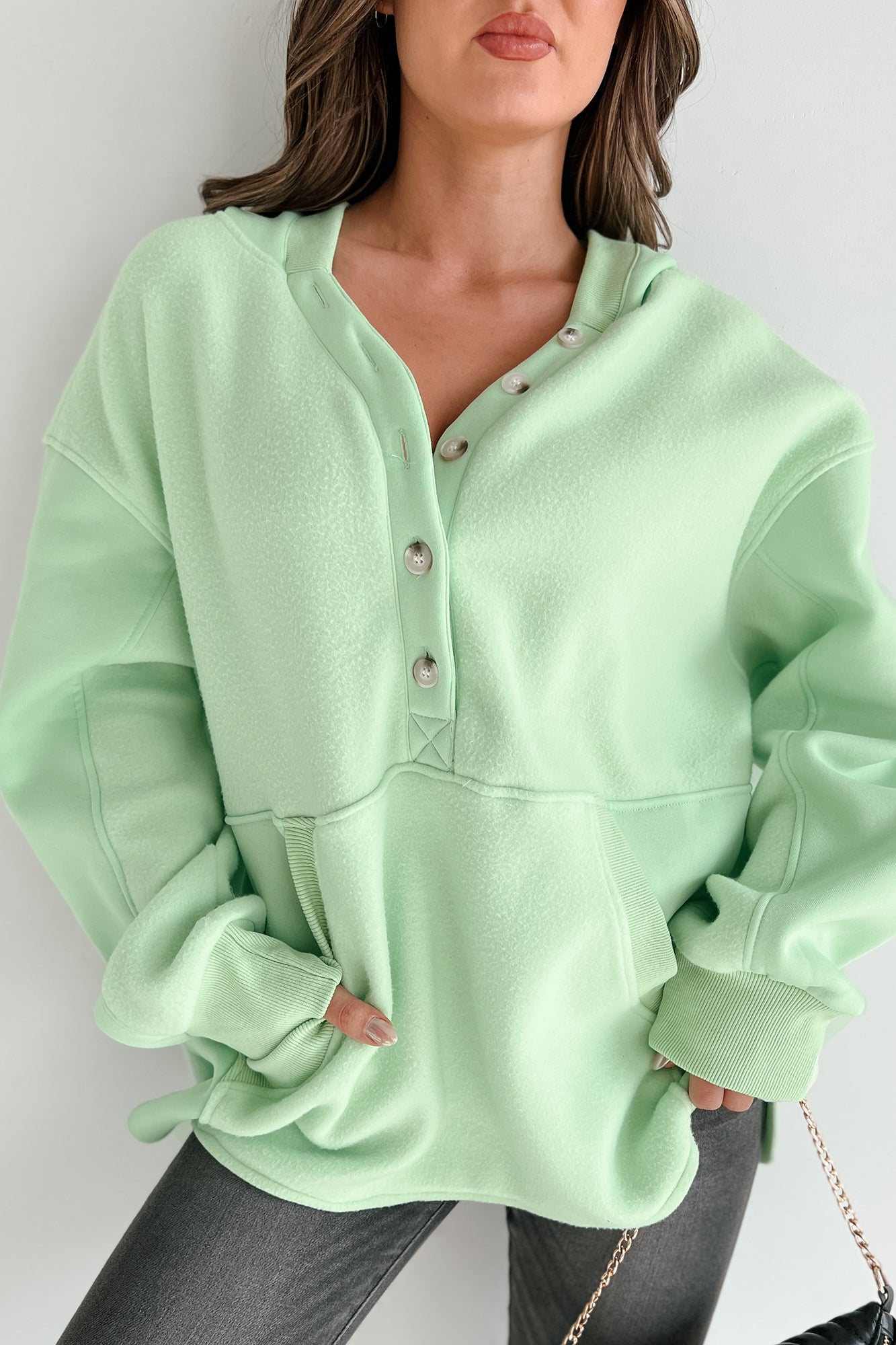 Reserved For Snuggles Oversized Fleece Hoodie Ultra Mint NanaMacs