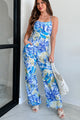 Pretty In Paradise Tropical Print Jumpsuit (Blue) - NanaMacs