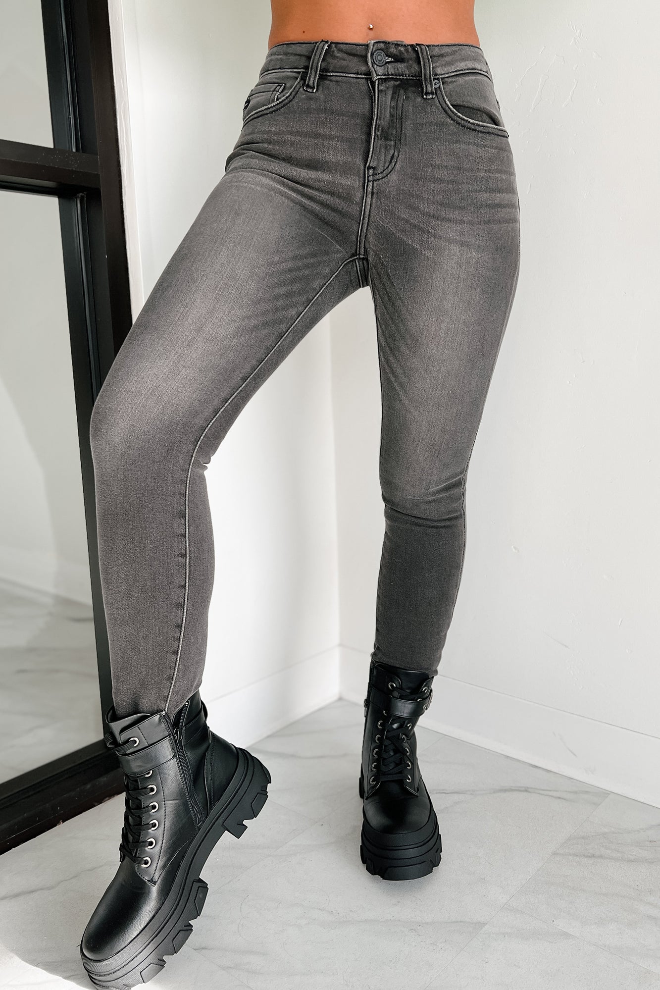 Ashton High Rise Super Skinny Kancan Jeans (Black) - NanaMacs