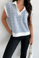 Preppy Life Striped V-Neck Top (Blue) - NanaMacs