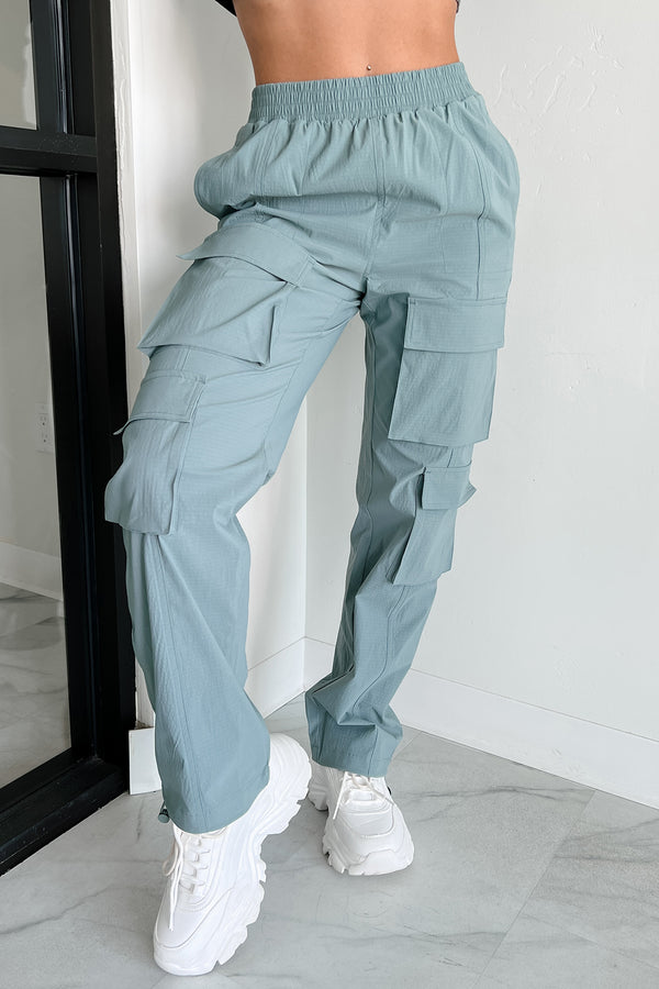 Making My Mark Mono B Bungee Hem Cargo Pants (Grey Blue) - NanaMacs