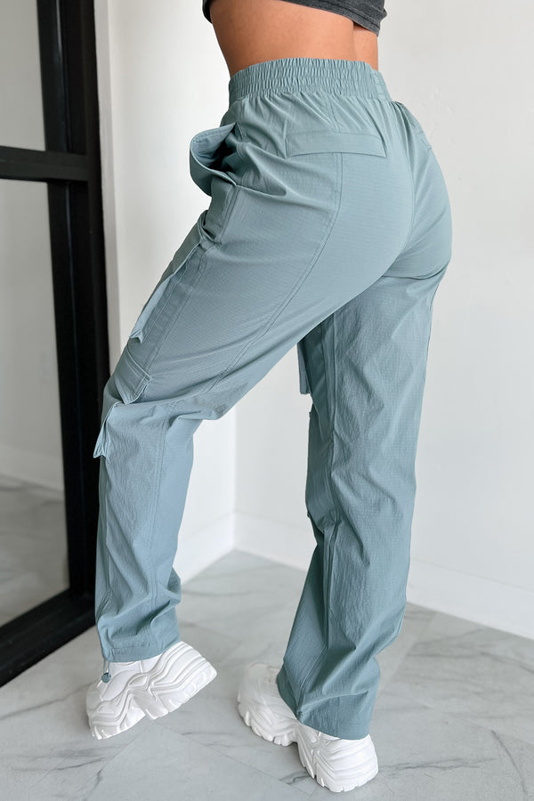 Making My Mark Mono B Bungee Hem Cargo Pants (Grey Blue) - NanaMacs