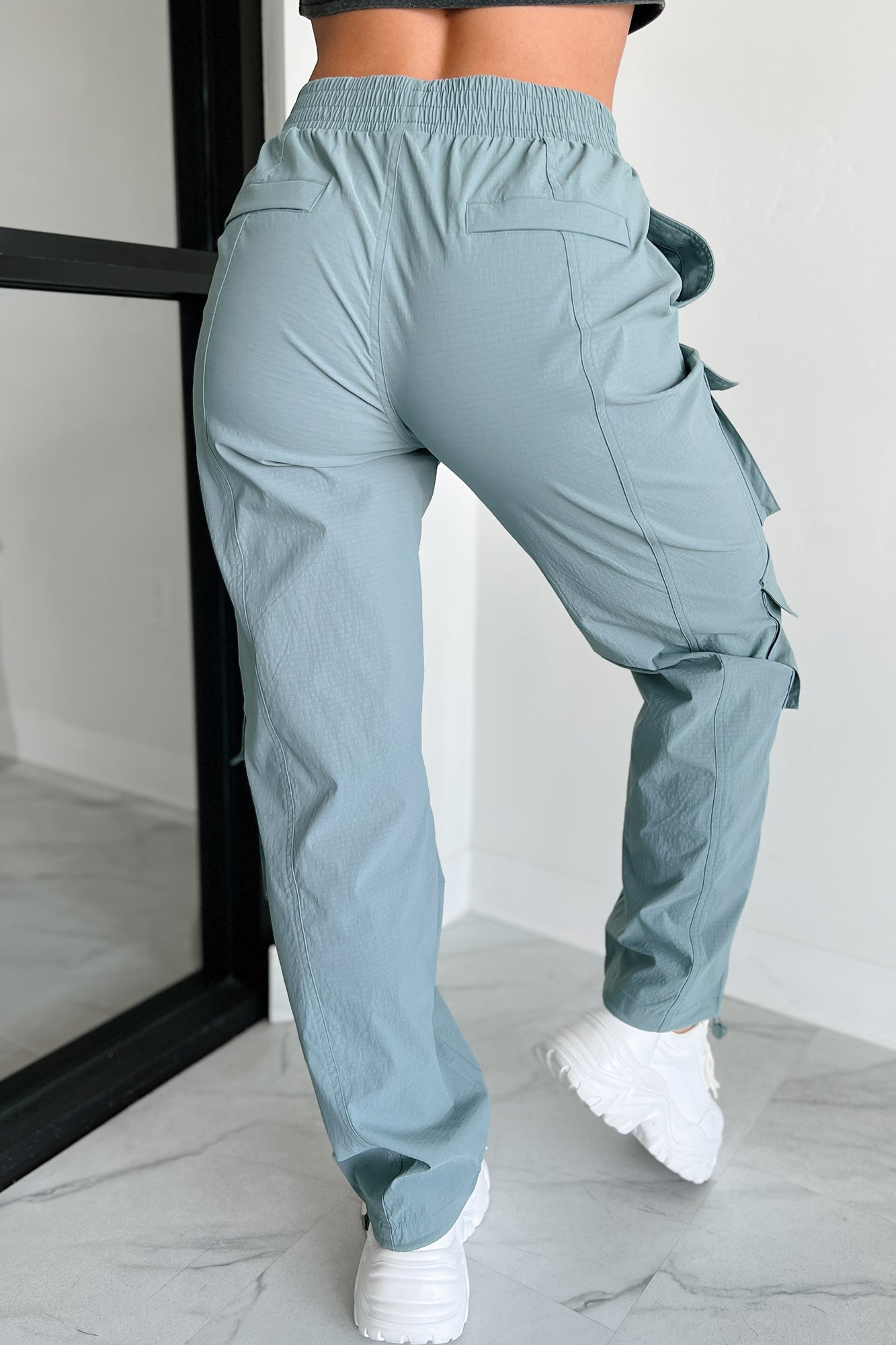 Making My Mark Mono B Bungee Hem Cargo Pants (Grey Blue) - NanaMacs