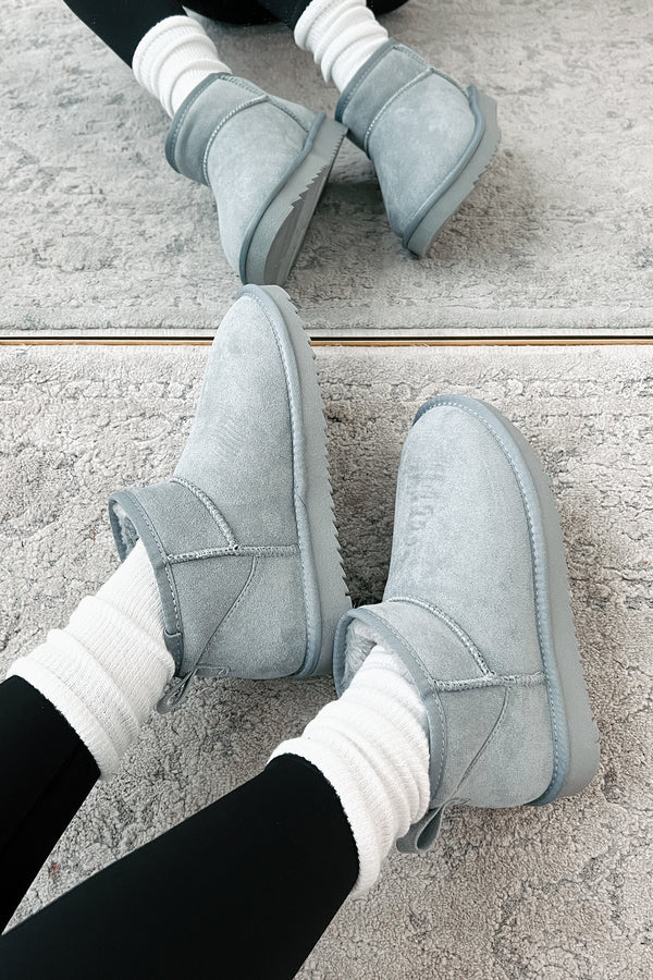 Cozy Cues Fur Lined Ankle Booties (Blue-Grey) - NanaMacs