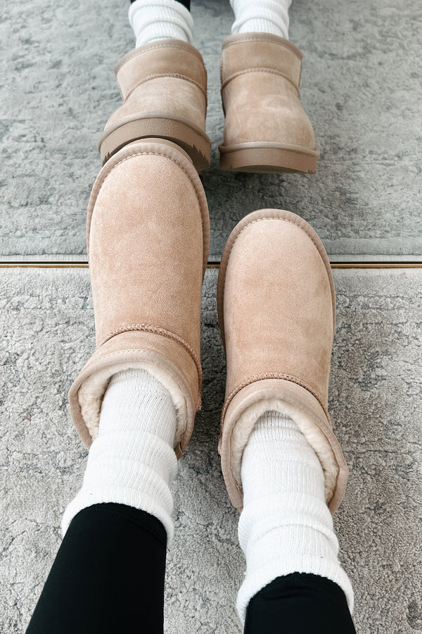 Cozy Cues Fur Lined Ankle Booties (Oat) - NanaMacs