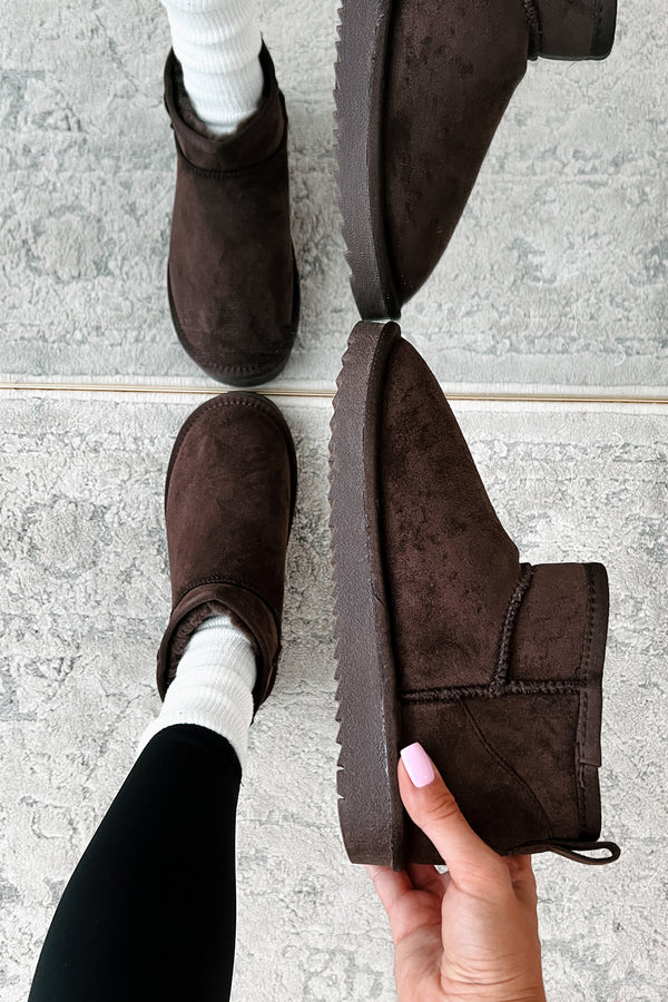 Cozy Cues Fur Lined Ankle Booties (Brown) - NanaMacs