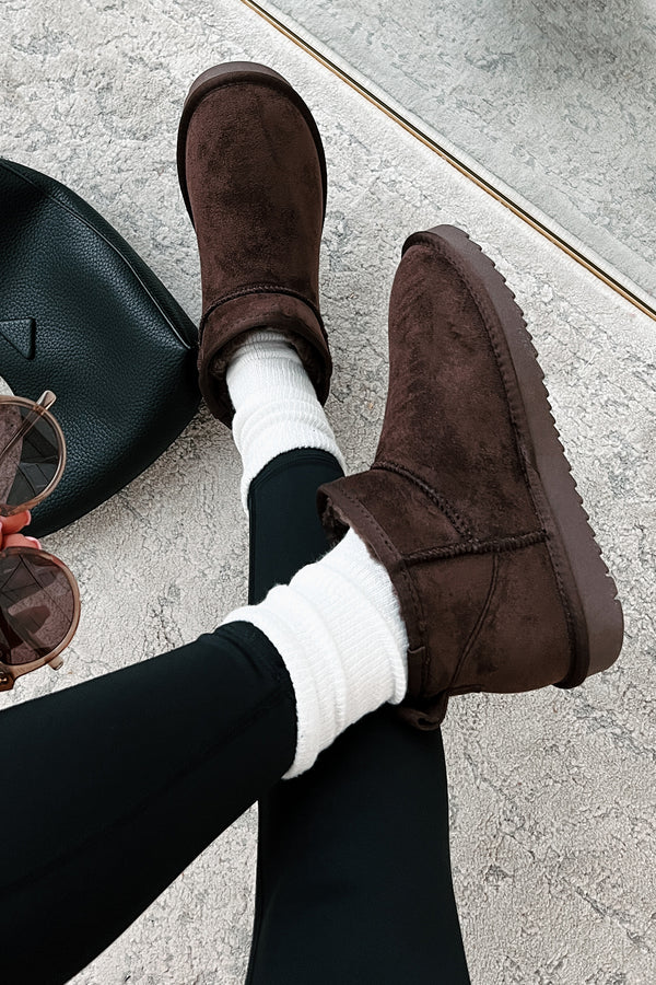 Cozy Cues Fur Lined Ankle Booties (Brown) - NanaMacs