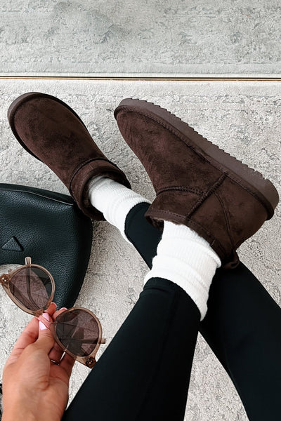 Cozy Cues Fur Lined Ankle Booties (Brown) - NanaMacs