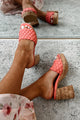 Gladys Shu Shop Braided Cork Heels (Coral) - NanaMacs