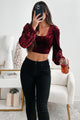 On Cloud Wine Tie Back Velvet Crop Top (Wine) - NanaMacs