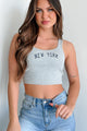 New York Dreamer Ribbed "New York" Crop Tank (Heather Grey) - NanaMacs