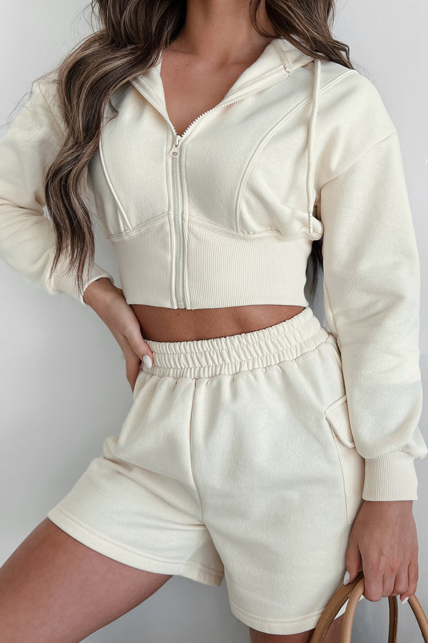 Rawlin Crop Zipper Hoodie (Ivory) - NanaMacs