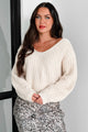 The World Is Yours Chunky V-Neck Sweater (Cream) - NanaMacs