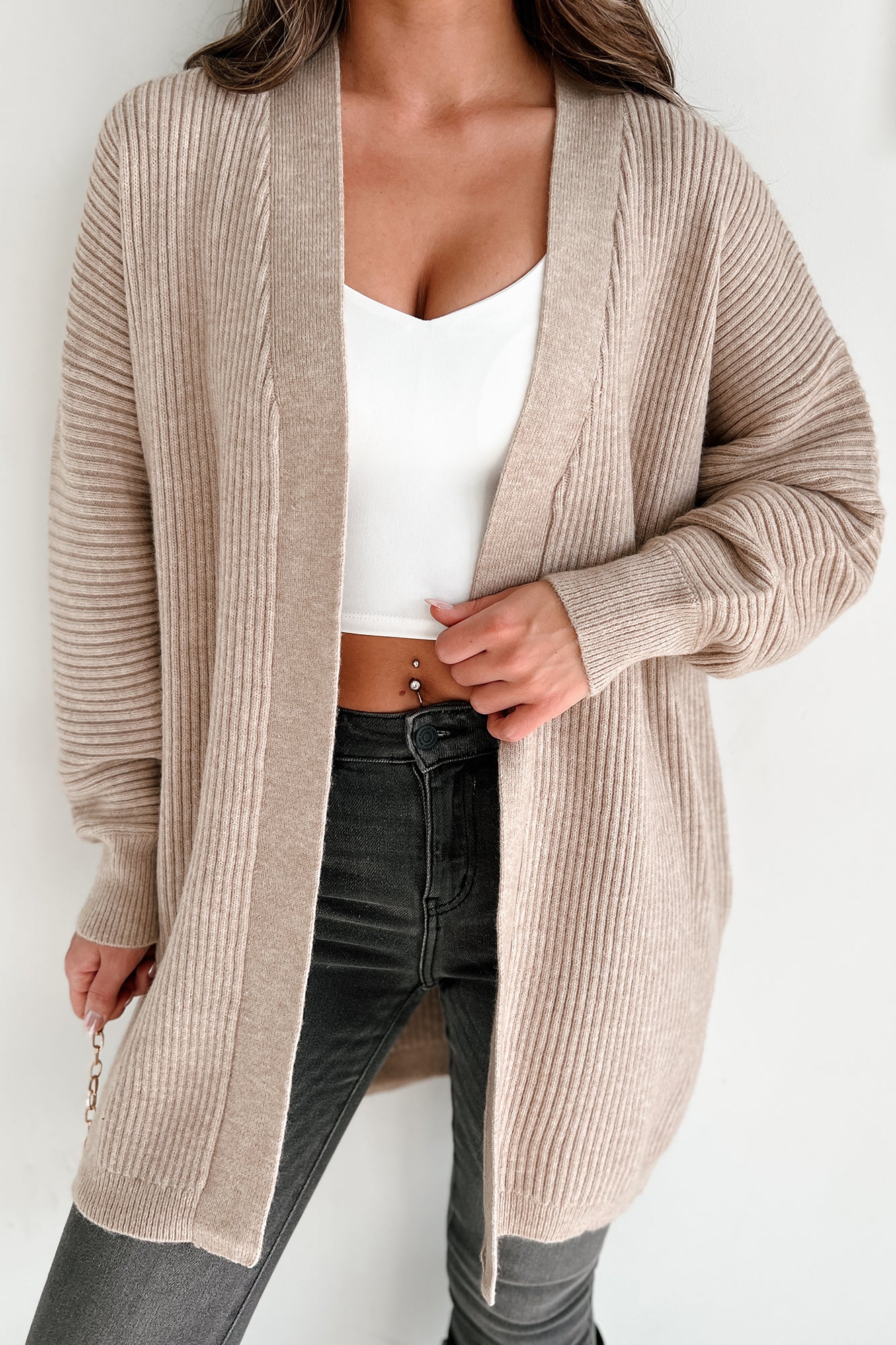 Oatmeal longline outlet cardigan