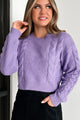 Learned My Lesson Cable Knit Crop Sweater (Purple) - NanaMacs