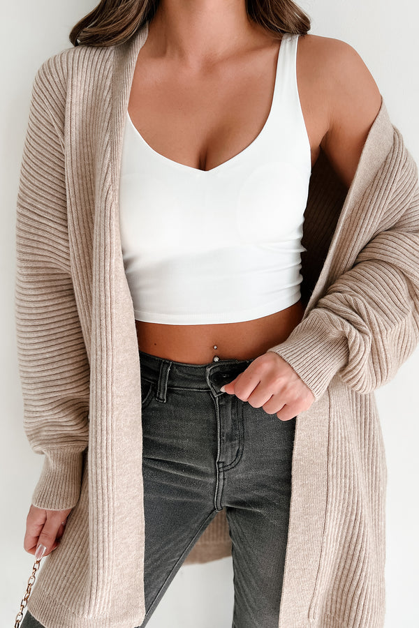 Snuggle Weather Open Front Longline Cardigan (Oatmeal) - NanaMacs