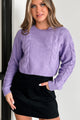 Learned My Lesson Cable Knit Crop Sweater (Purple) - NanaMacs