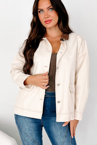 Randy Lightweight Contrast Collar Jacket (Beige/Brown) - NanaMacs